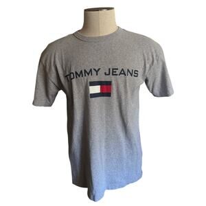 Tommy Hilfiger Jeans Gray Classic Cotton Short Sleeve Shirt Size Small